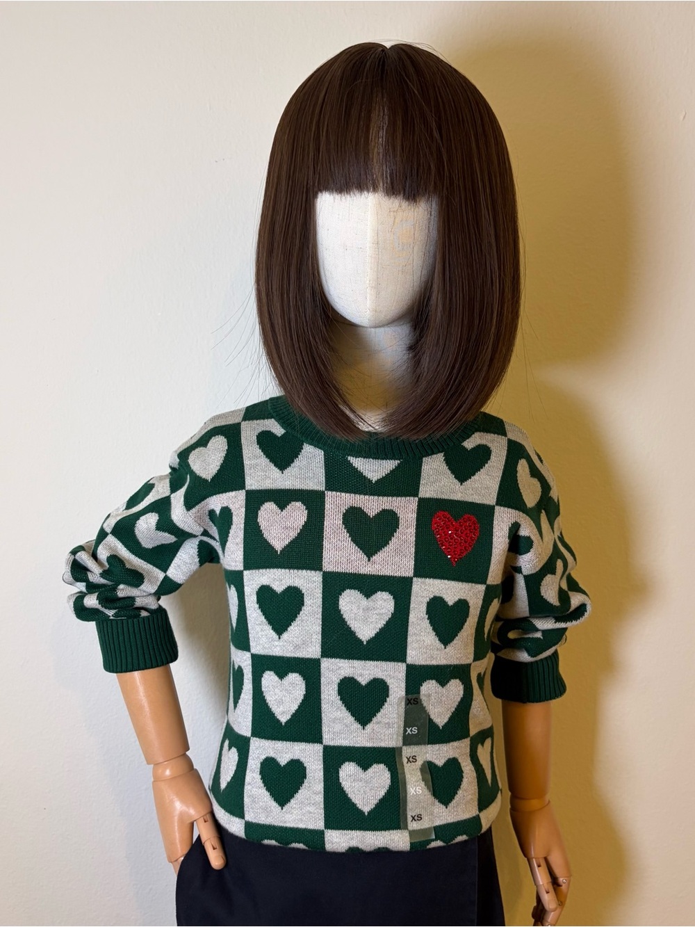 Epic Threads Girls Heart Sweater NWT Green/White XS (5-6)